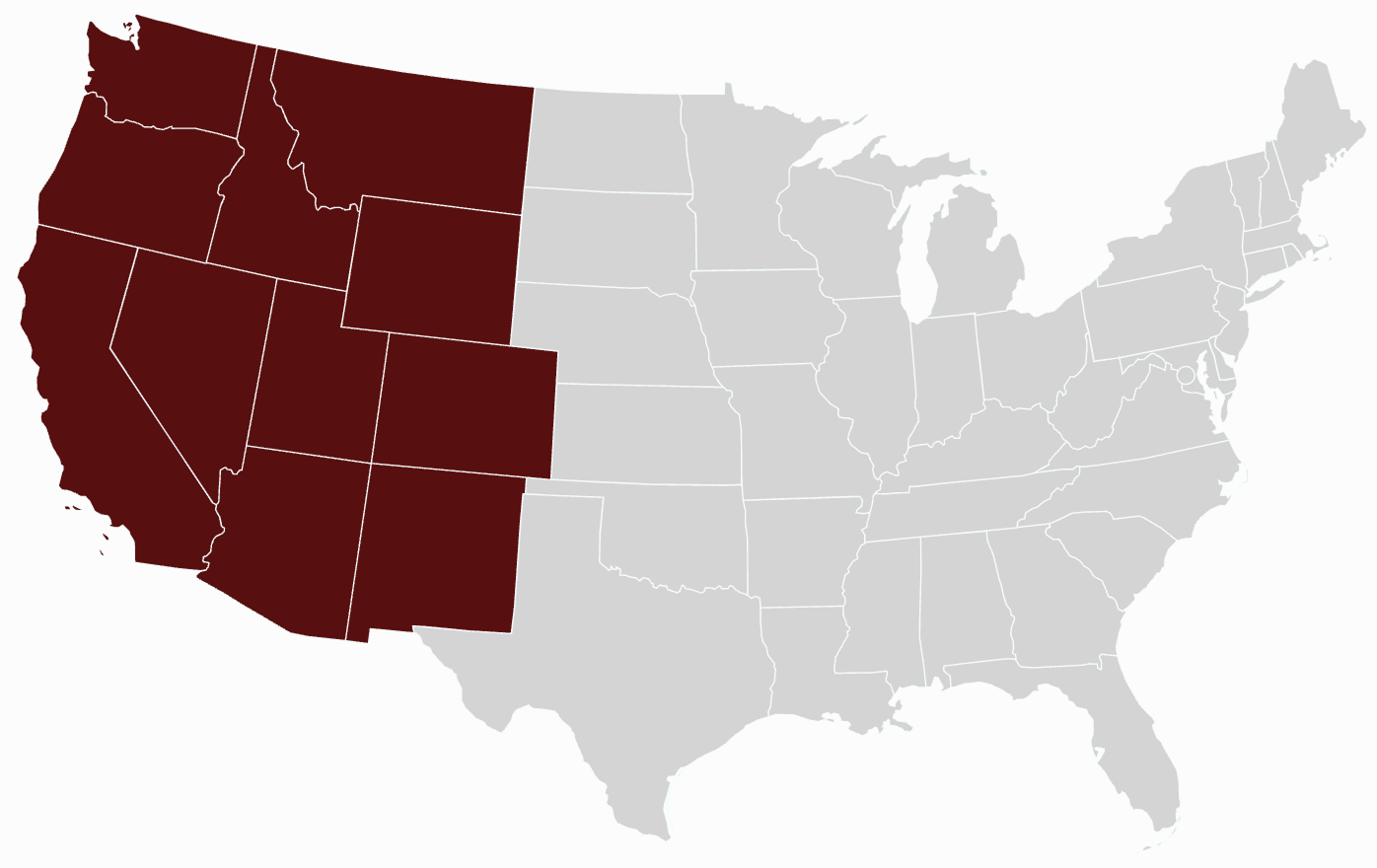 Western United States highlighted in brown